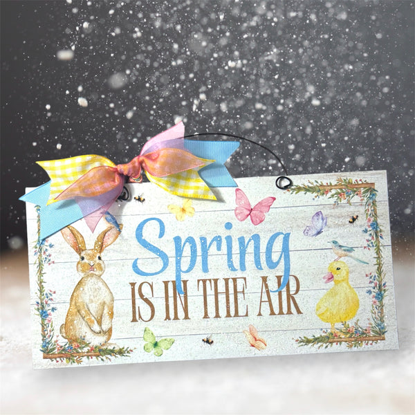 Spring is in the Air animal sign.12x6 inch sign. Wood or metal options.