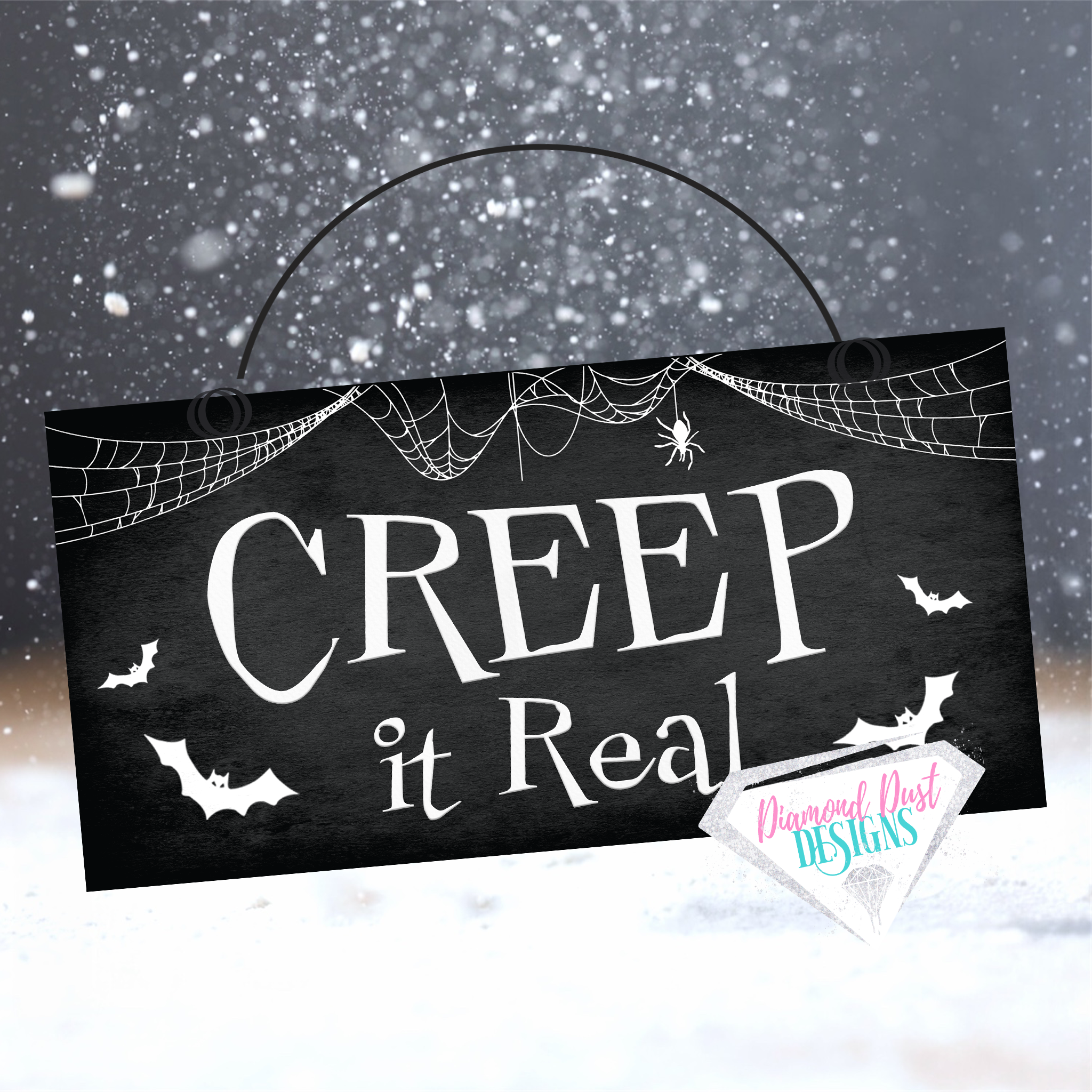 Creep it Real Halloween sign, wood or metal 2 size options. Halloween Wreath sign. Halloween door hanger. Monster accent.