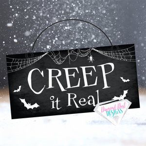 Creep it Real Halloween sign, wood or metal 2 size options. Halloween Wreath sign. Halloween door hanger. Monster accent.