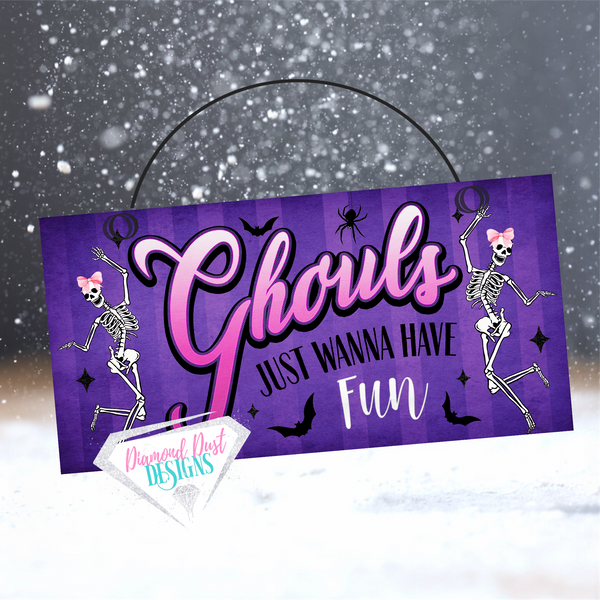 Ghouls just wanna have fun Halloween sign, wood or metal 2 size options. Ghoul Wreath sign. Halloween door hanger. Halloween accent.