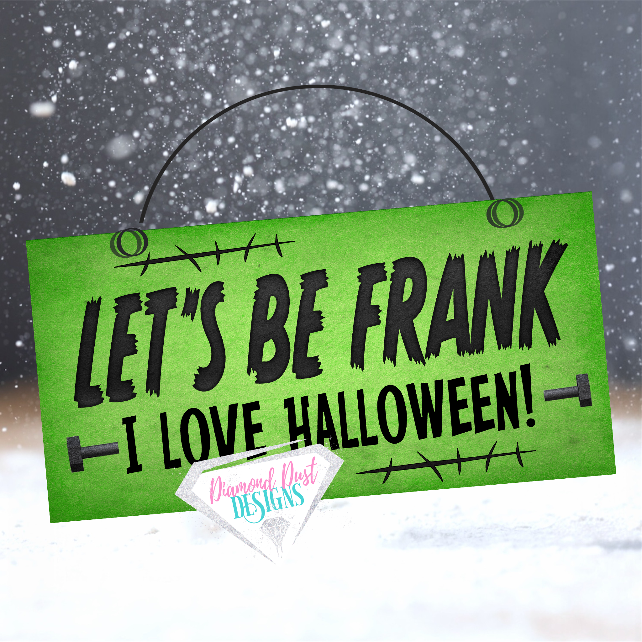 Let's Be Frank, I love Halloween sign.Wood or metal 2 size options. Frankenstein Wreath sign. Halloween door hanger. Halloween accent.