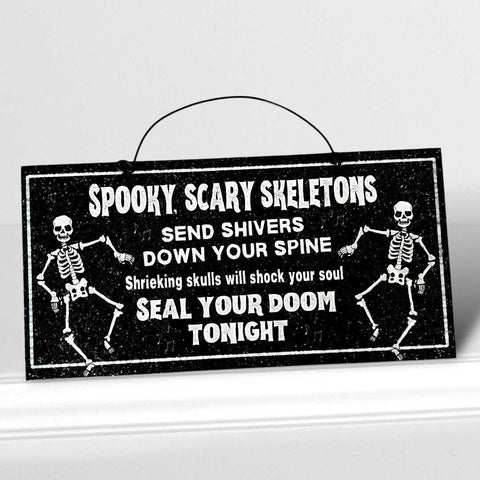Spooky Scary Skeletons Halloween sign. Wood or metal option.