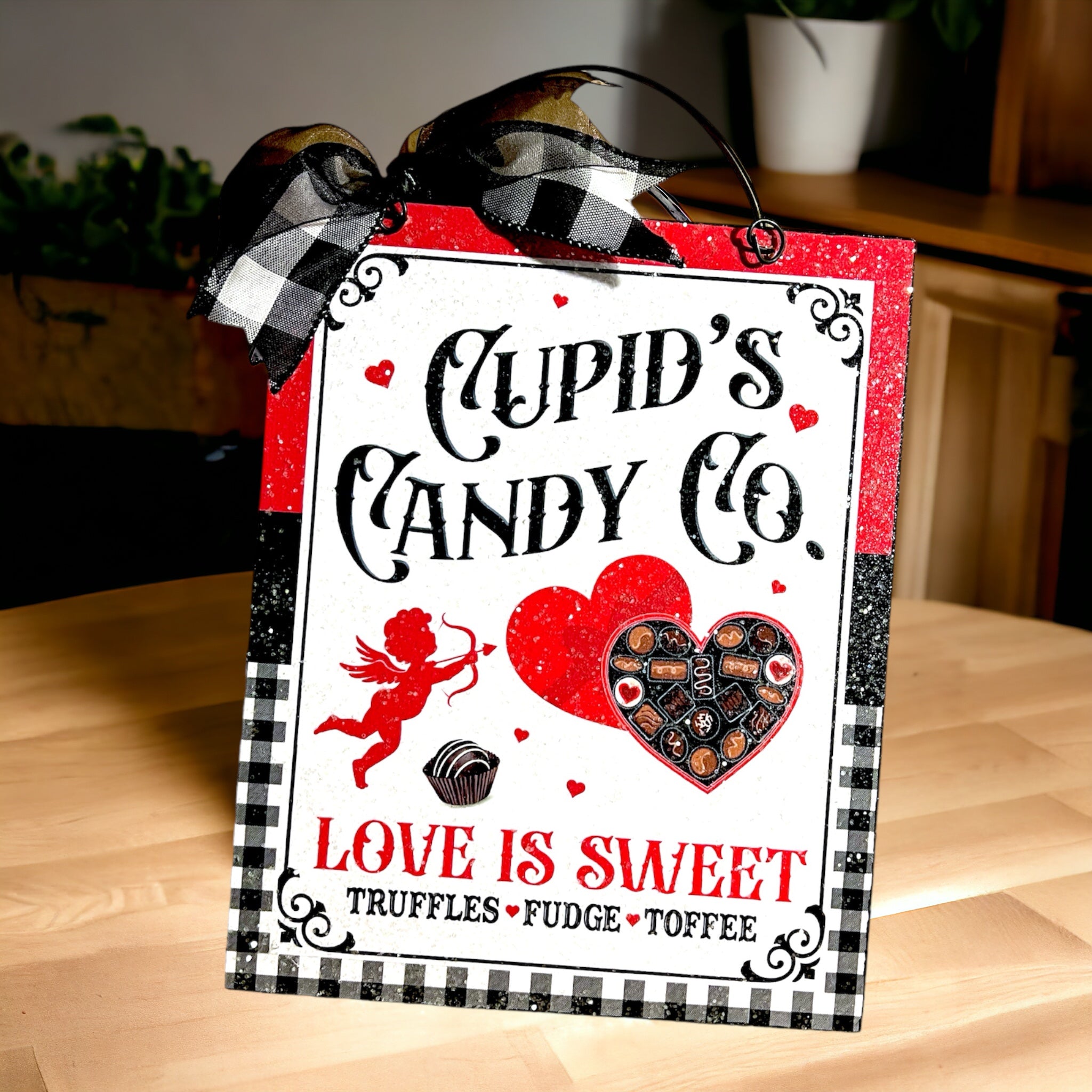 Cupid's Candy Co Valentine sign. 8x10 in wood or metal option.