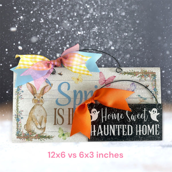 Ghostly Greetings Halloween sign, wood or metal 2 size options. Ghost Wreath sign. Halloween door hanger. Halloween accent.