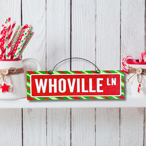 WHOVILLE LN sign 3.5x12 inches. Wood or metal option.