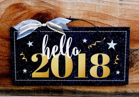 Hello 2018. New Year sign.
