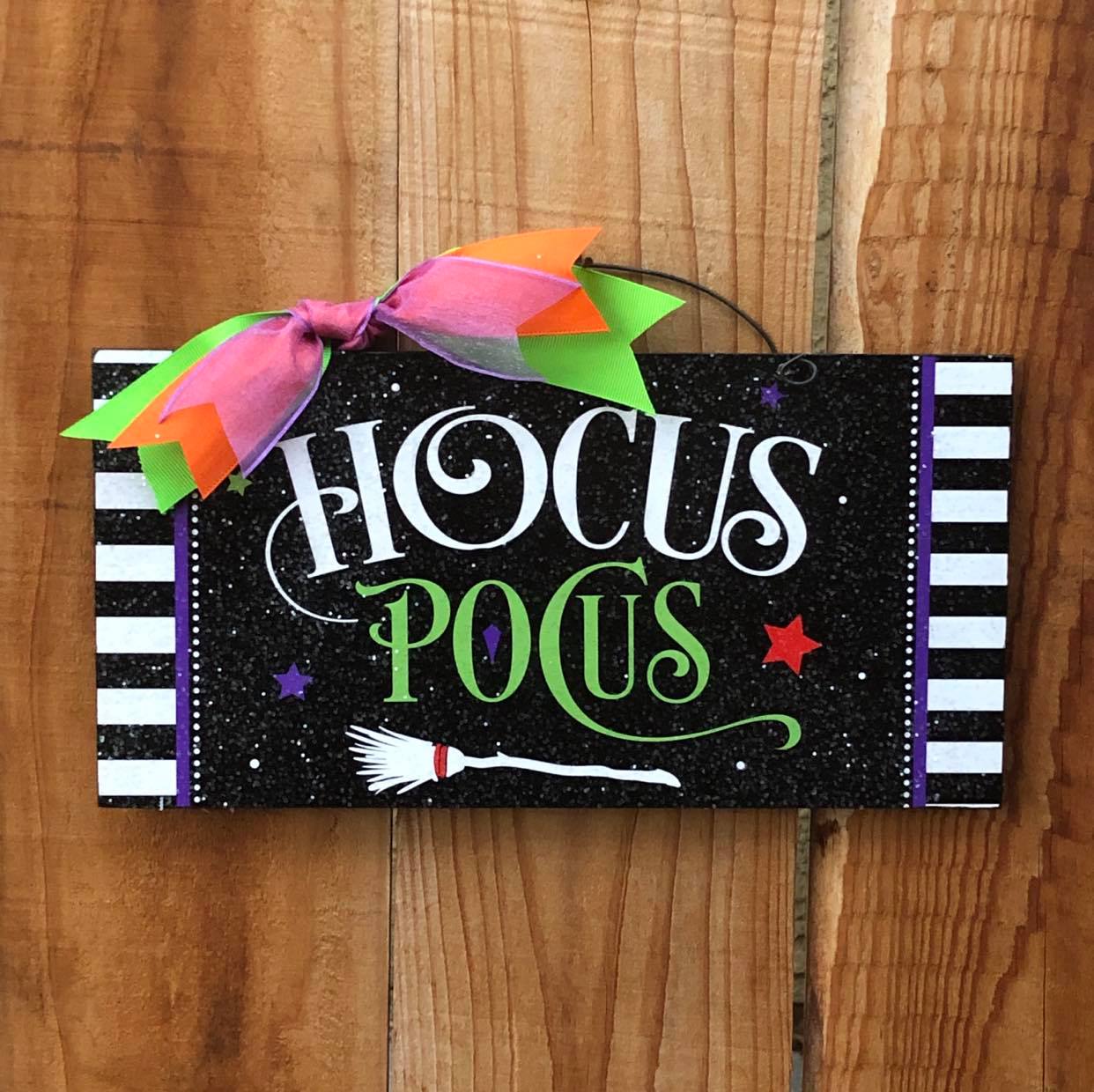Hocus Pocus sign. Stripes and stars.