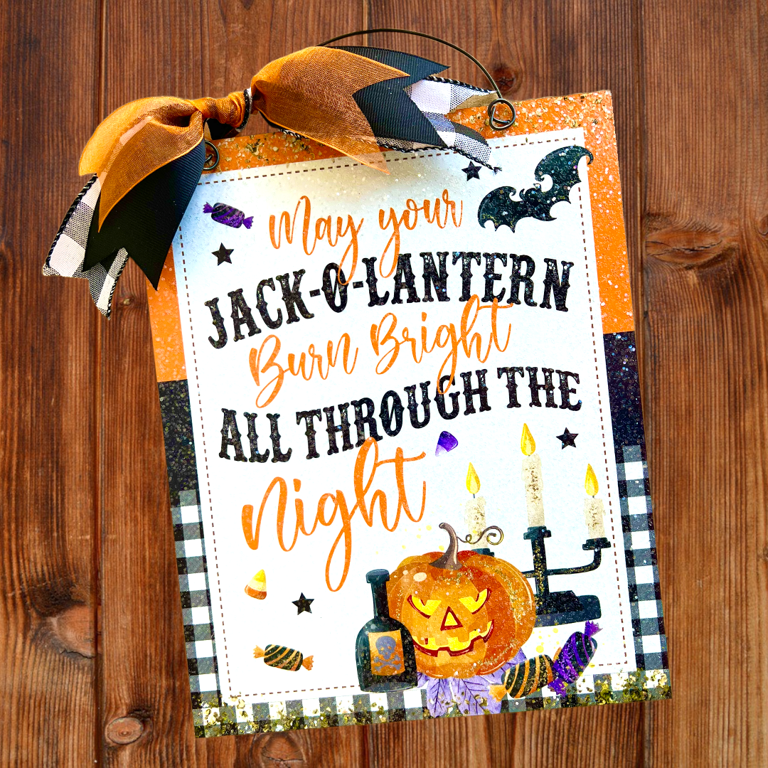 Jack O Lantern Halloween Wall Art. 8x10 metal sign.