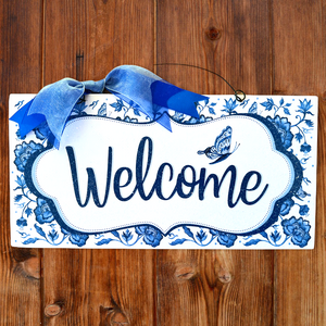 Chinoiserie pattern Welcome sign.