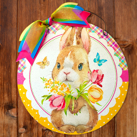 Spring Bunny round sign.