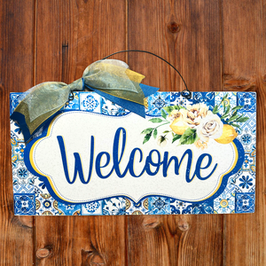 Mediterranean Tile Lemon Welcome sign.