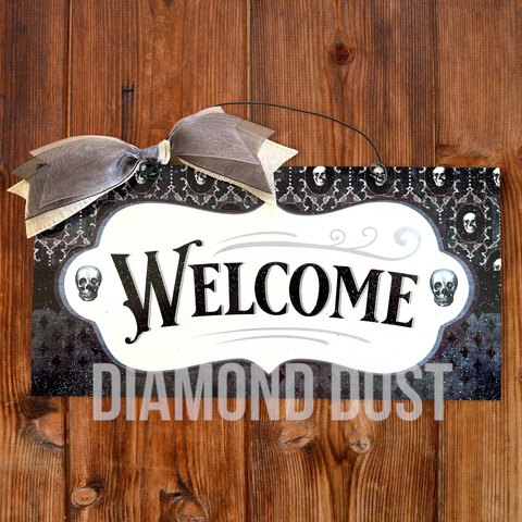 Welcome Skull Halloween sign. Wood or metal option