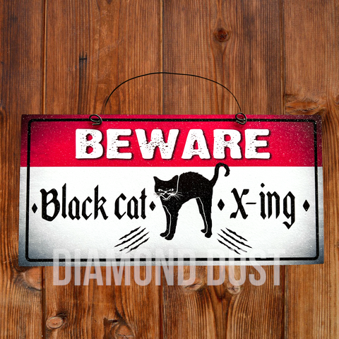 Black Cat crossing sign. Wood or Metal option.
