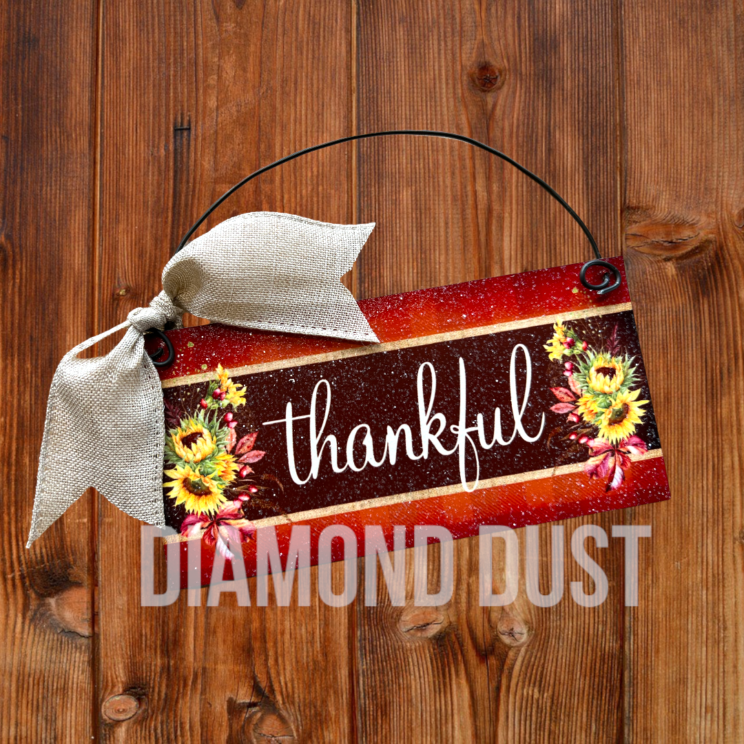 Custom text Fall floral mini sign. Wood or metal option.