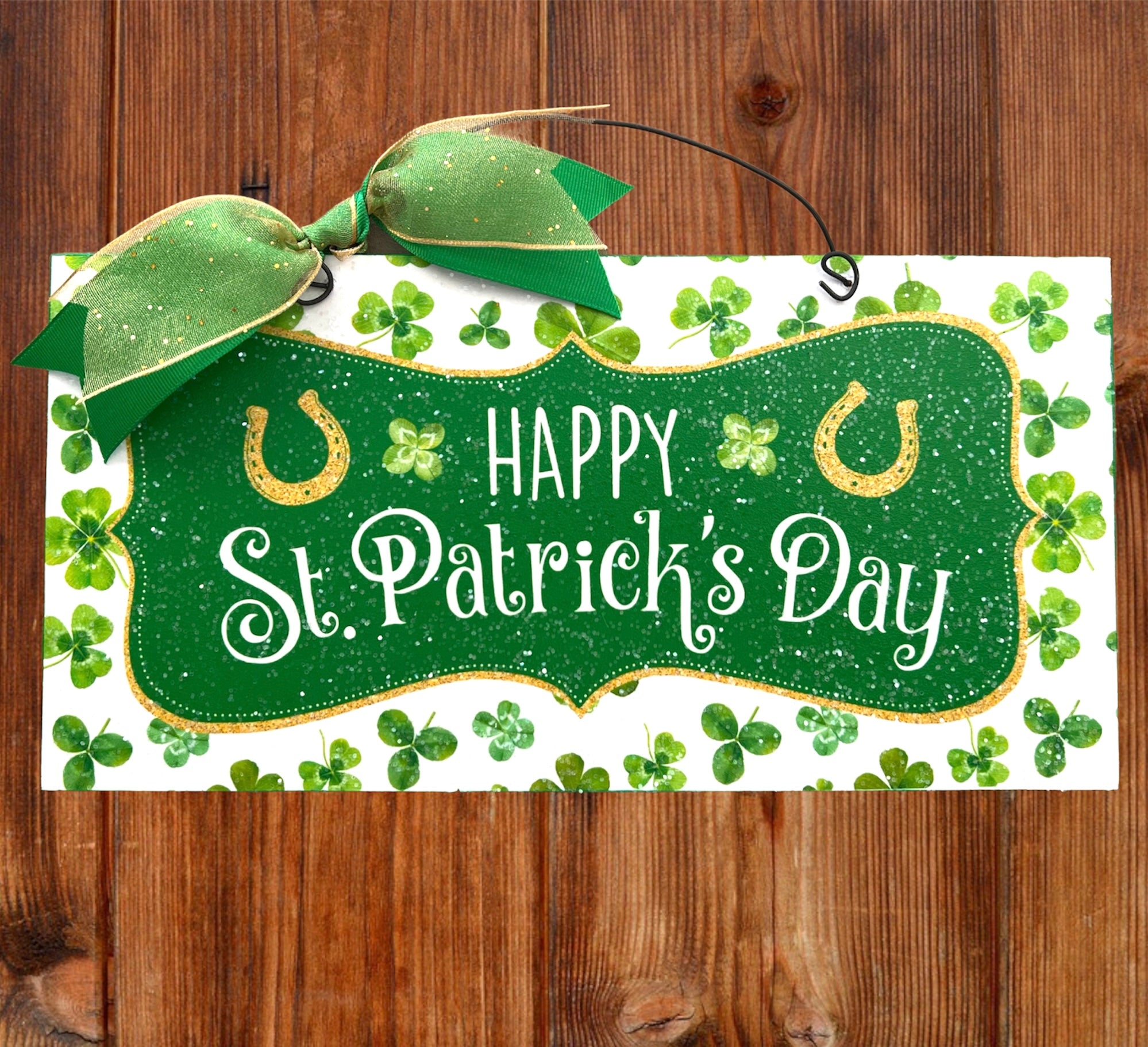 Happy St.Patrick's Day clover sign. Wood or metal option