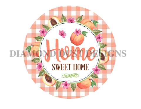Home Sweet Home round peach sign.