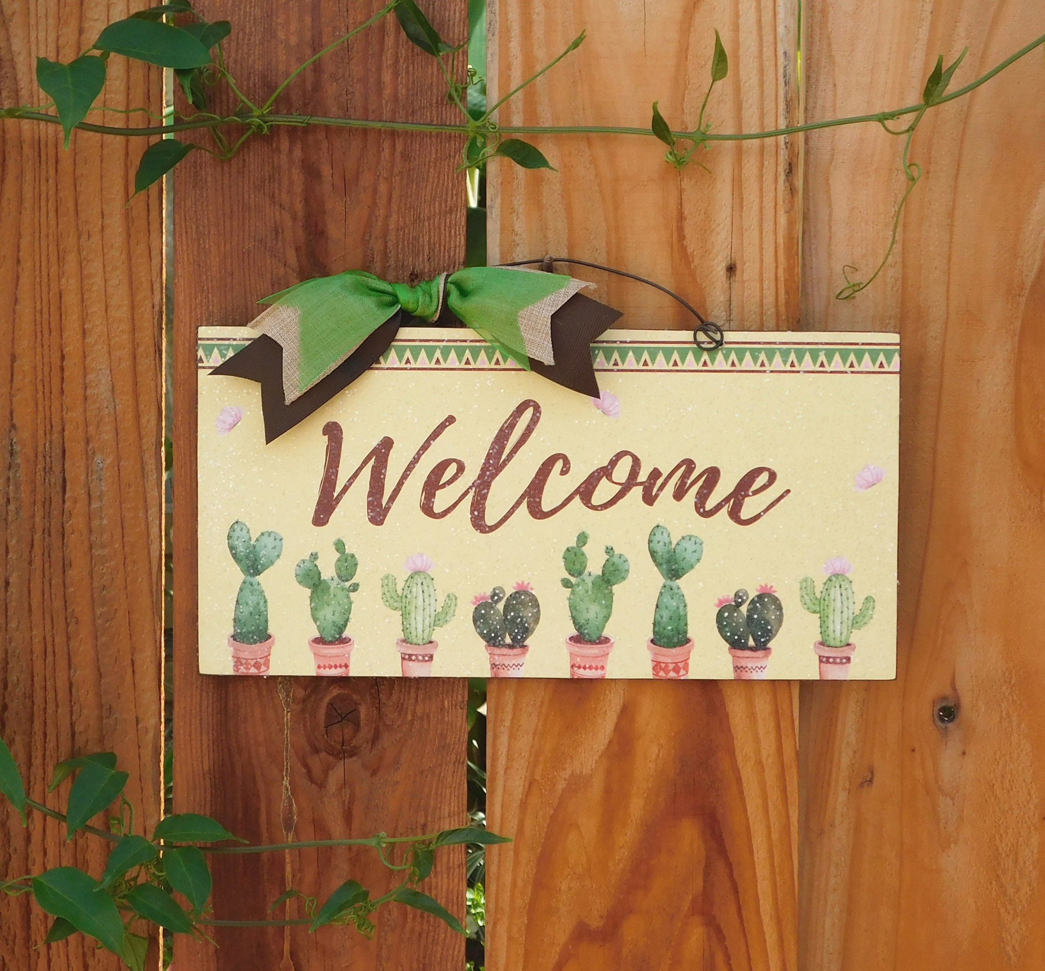 Cactus Welcome sign. Custom text option.