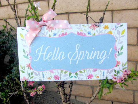 Hello Spring sign.