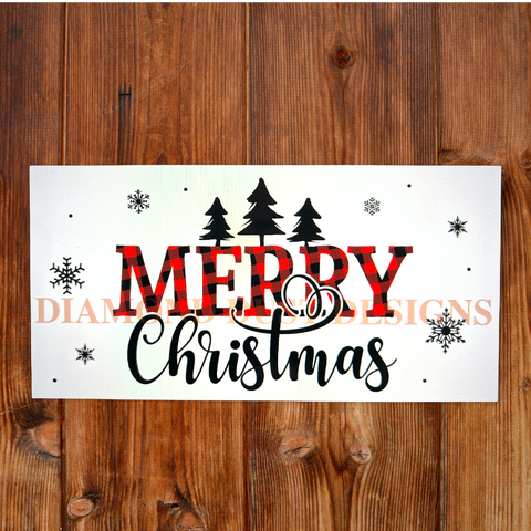 Merry Christmas red buffalo check sign.