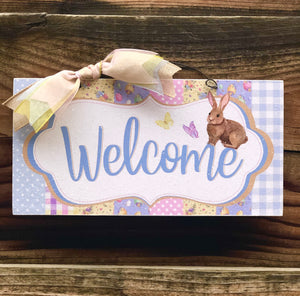Welcome Rabbit Pattern sign.