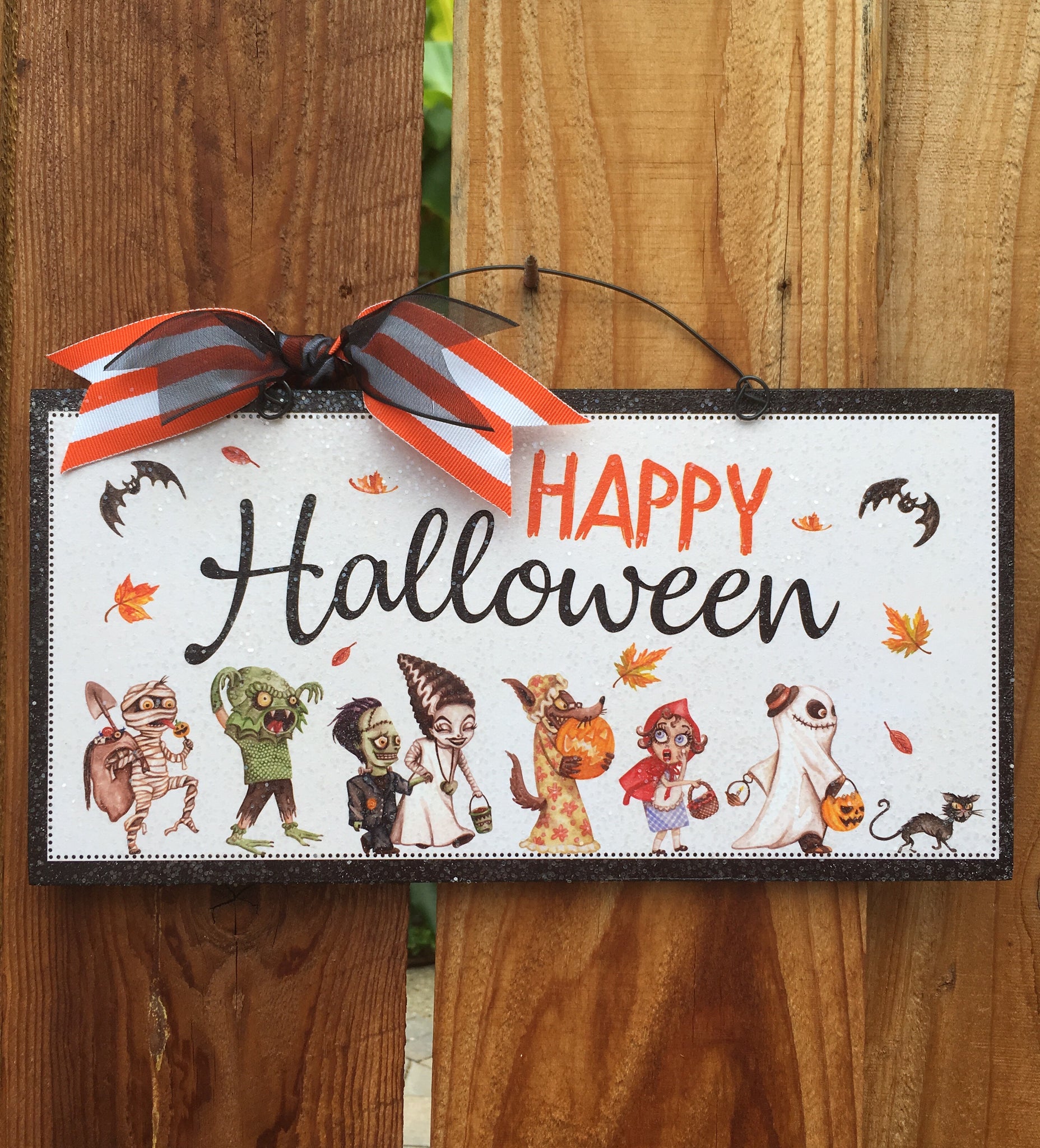 Happy Halloween sign. Halloween costumes.