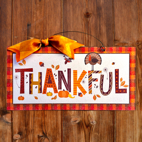 Thankful sign with turkey.