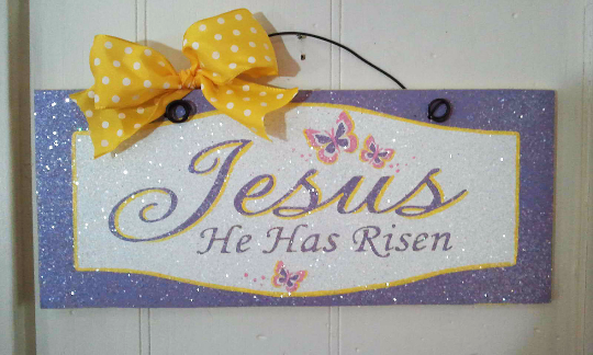 Jesus he is risen. Easter sign.