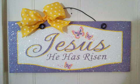 Jesus he is risen. Easter sign.