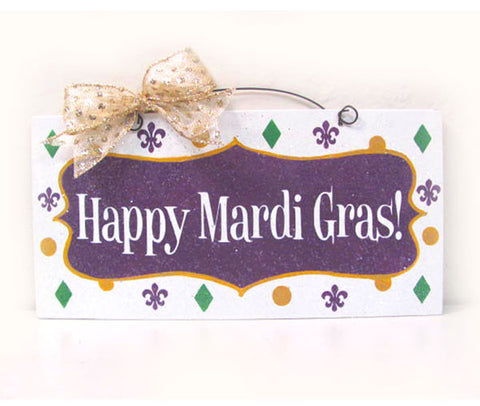 Happy Mardi Gras sign.