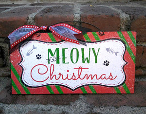 Meowy Christmas sign.